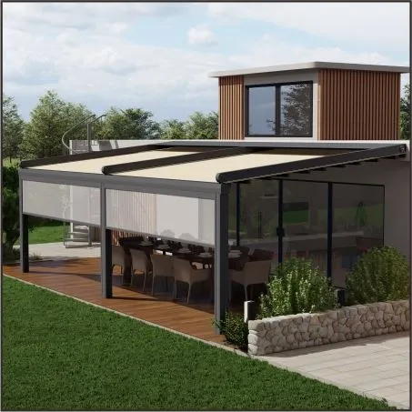 Motoriserat pergolasystem för restaurang